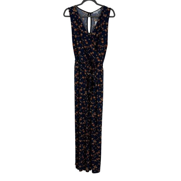 Baltic Born Pants - NEW Baltic Born Ashlyn Jumpsuit 1X Navy Floral Wrap Belted Wide Leg Plus Boho